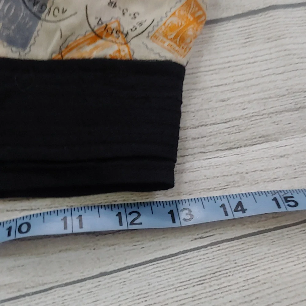 Edme & Esyllte Colorful Stamp Print A-Line Skirt with Black Waistband - Picture 6 of 7